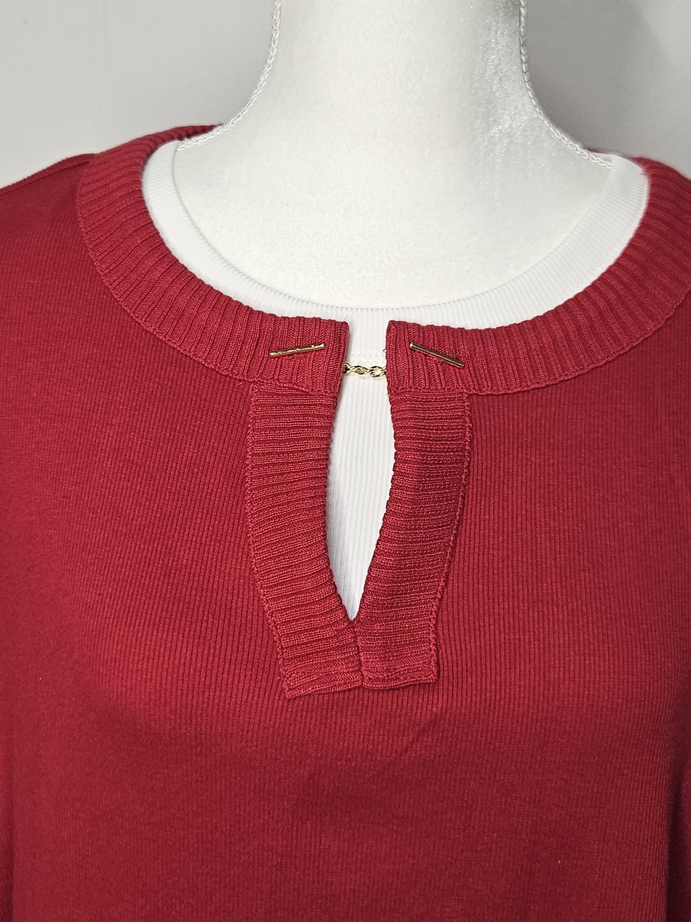 Rafaella Bright Raspberry Ribbed Long Sleeve Top - Picture 2 of 6